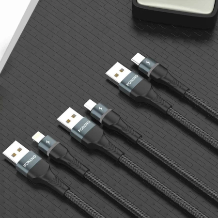 Kabel USB iPhone Lightning 1m czarny FONENG X79 3A